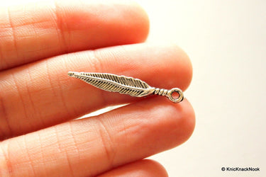 Feather Silver Tone Charms x 11